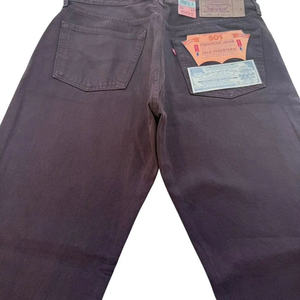 Vintage 1997 Levi's 501 Jeans 38x34 Chocolate Brown NWT Made in Canada Stamp 216